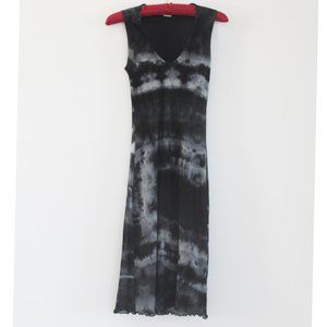 Midi tie dye dress black grey. XS